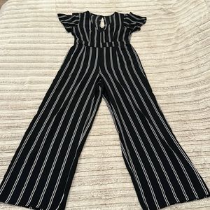 Black and white pinstripe jumpsuit